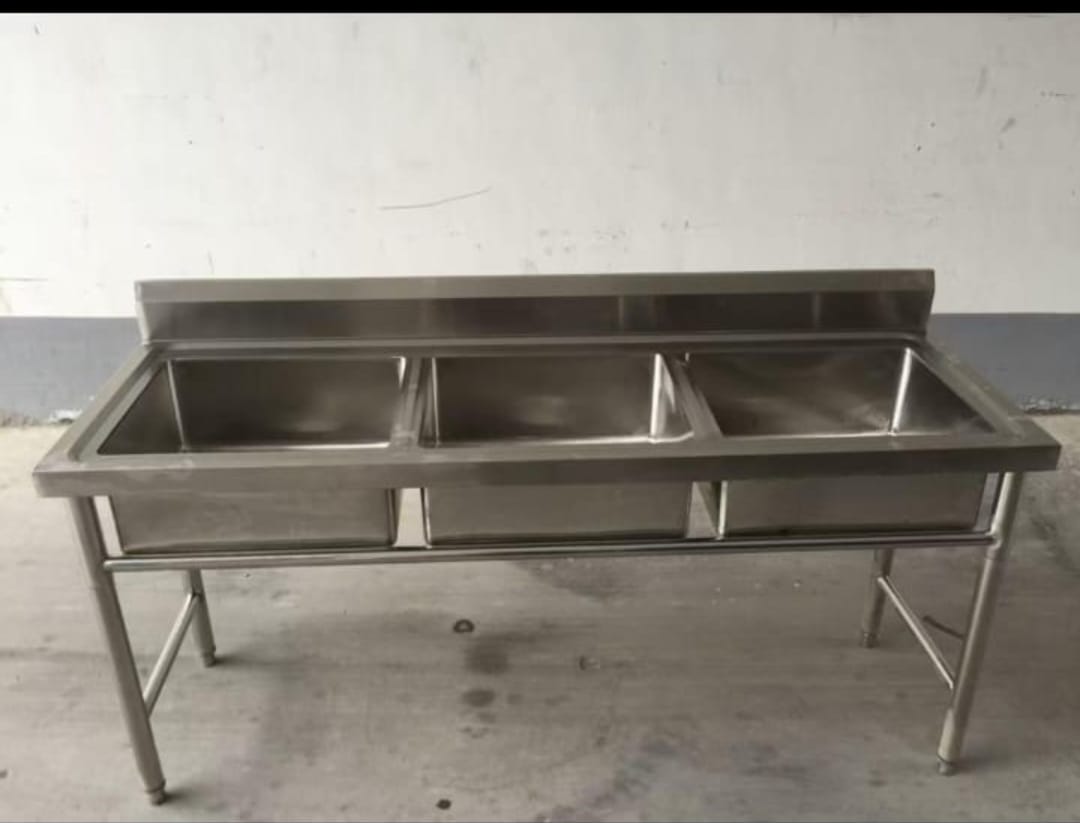 Triple sink stainless steel 3 sekat